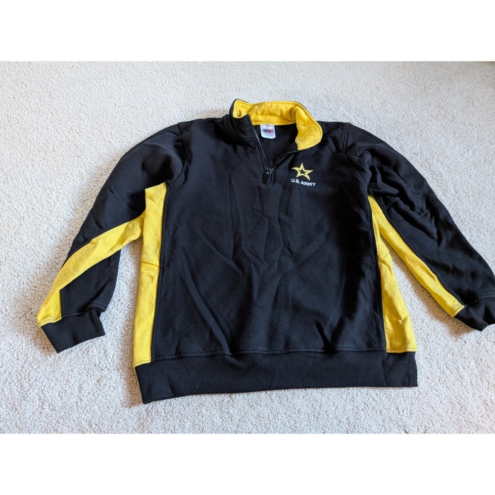 Women's US Army Official JWM Black Yellow Fleece Quarter Zip Sweatshirt Medium